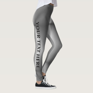  tekst Naam Modern Womens Silver Look Leggings