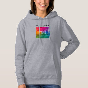 Tekst of naam toevoegen Logo Womens Grey Dubbelzij Hoodie