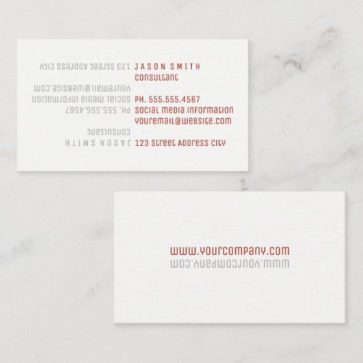 Tekst omdraaien / Rood Visitekaartje (Voorkant / Achterkant)