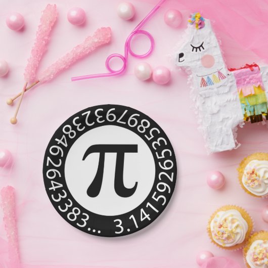TEKST ONTWERP Pi Aantal Wiskundig symbool Papieren Bordje (Feest)