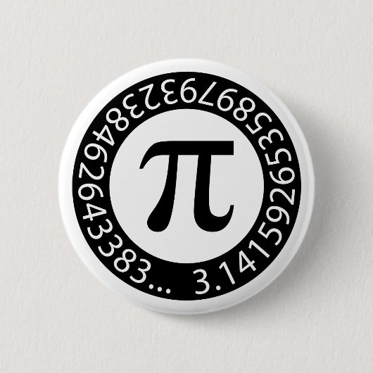 TEKST ONTWERP Pi Aantal Wiskundig symbool Ronde Button 5,7 Cm (Voorkant)