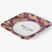 Tekst op Gouden Bourgogne Bloemen patroon rand Papieren Bordje (Gebogen)