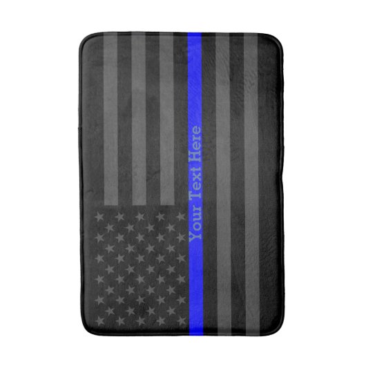 Tekst op Thin Blue Line Custom Grey US Flag Badmat (Voorkant Verticaal)