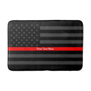 Tekst op Thin Red Line Custom Grey US Flag op een Badmat
