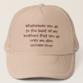 TEKST OP TRUCKER HAT/ MATT. 25:40 PET (Voorkant)