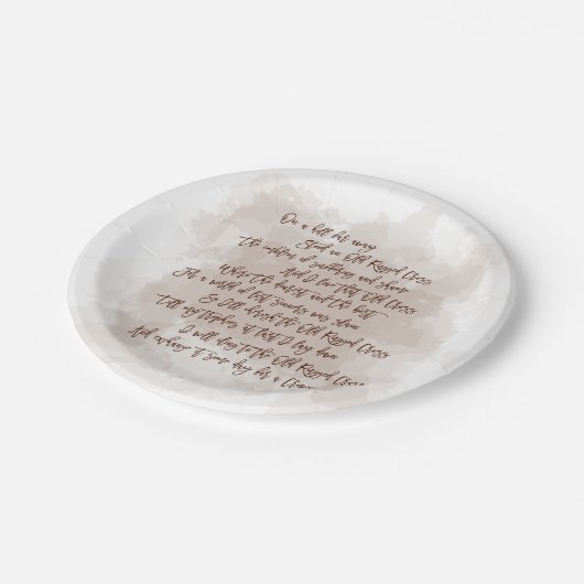 Tekst Oude Rugged Cross Hymn Pasen Papieren Bordje (Gekanteld)