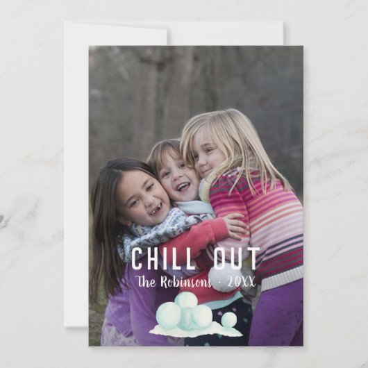 Tekst overlay Sneeuw Kerstmis Familiefoto Feestdagenkaart (Voorkant)