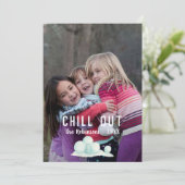 Tekst overlay Sneeuw Kerstmis Familiefoto Feestdagenkaart (Staand voorkant)