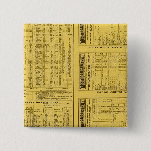 Tekst Pagina Michigan Central Railroad Vierkante Button 5,1 Cm (Voorkant)