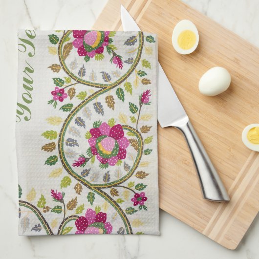 tekst, Peonies Pattern, William Morris Theedoek (Quarter Fold)