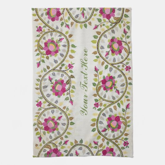  tekst, Peonies Pattern, William Morris Theedoek (Verticaal)