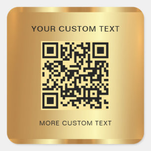 Tekst QR-code Aangepaste Sjabloon Gold Look Scanna Vierkante Sticker