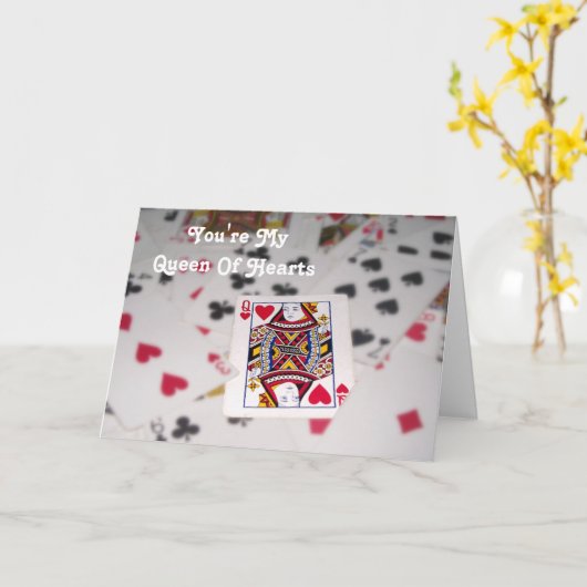  tekst / Queen of Hearts Kaart (Gele Bloem)