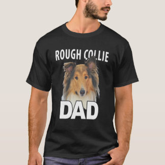 Tekst Rough Collie Dad T shirt Funny Face Head Por