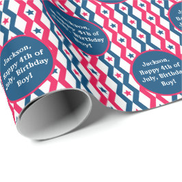 Tekst Sentiment Rood Blauw Wit 4th of July Diamond Cadeaupapier