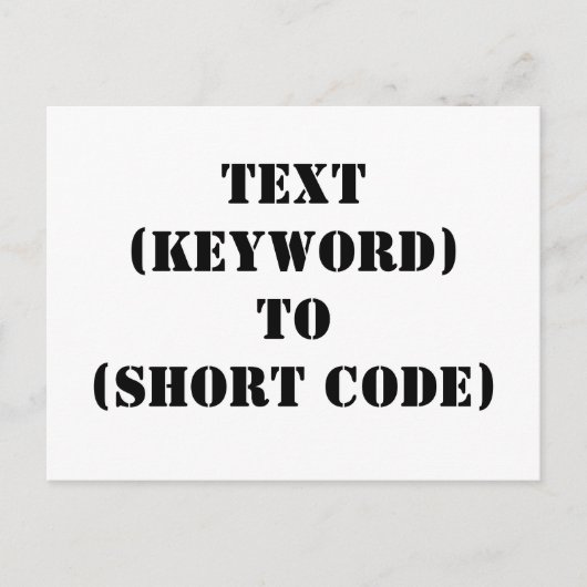 TEKST (TOETSENWOORD) AAN (KORTE CODE) BRIEFKAART (Voorkant)
