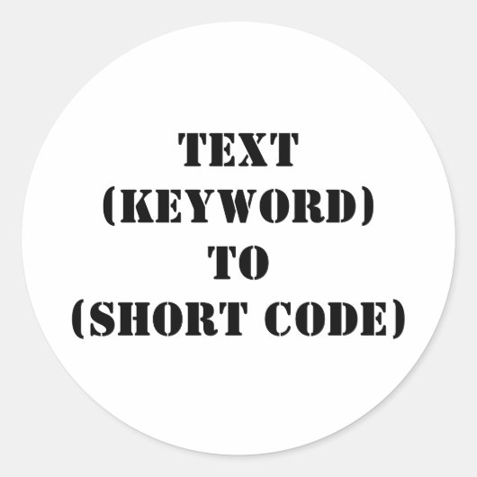TEKST (TOETSENWOORD) AAN (KORTE CODE) RONDE STICKER (Voorkant)
