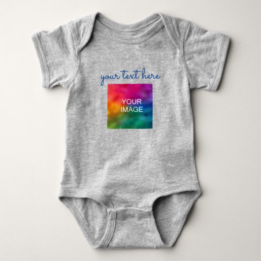 Tekst Toevoegen Foto Uploaden Baby Grijs Script Sj Romper (Voorkant)