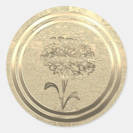Tekst Toevoegen Gouden Anjer Januari Ronde Sticker