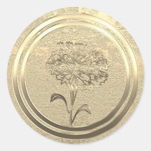 Tekst Toevoegen Gouden Anjer Januari  Ronde Sticker