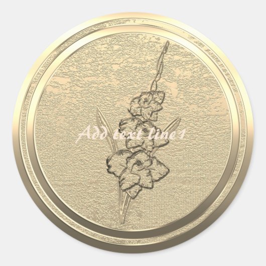Tekst toevoegen Gouden Gladiolus Ronde Sticker (Voorkant)