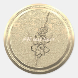 Tekst toevoegen Gouden Gladiolus Ronde Sticker
