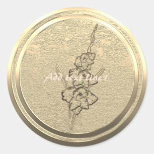 Tekst toevoegen Gouden Gladiolus  Ronde Sticker