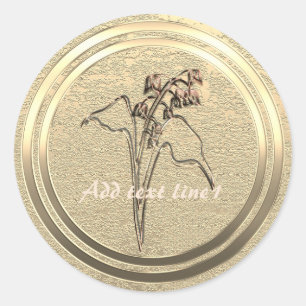 Tekst toevoegen Gouden lelietje-van-dalen   Ronde Sticker
