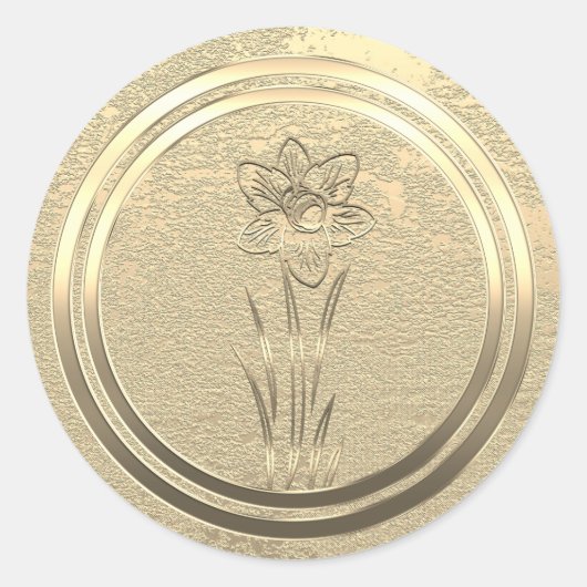 Tekst toevoegen Gouden Narcis Maart  Ronde Sticker (Voorkant)