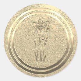 Tekst toevoegen Gouden Narcis Maart Ronde Sticker