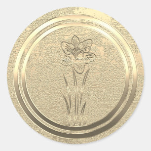 Tekst toevoegen Gouden Narcis Maart Ronde Sticker
