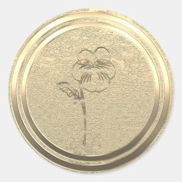 Tekst toevoegen Gouden Pansy Viola  Ronde Sticker