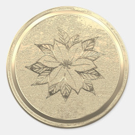 Tekst toevoegen Gouden Poinsettia December Ronde Sticker