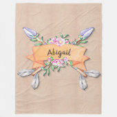 Tekst toevoegen Naam Boho-aanjagen Zacht Bruin Fleece Deken (Voorkant)