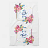 Tekst toevoegen Naam Boho Flower Feathers Beste ma Theedoek (Verticaal)