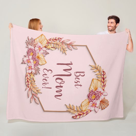 Tekst toevoegen Naam Boho Flower Lijst Beste mama Fleece Deken (In situ)