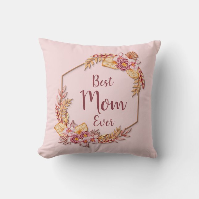 Tekst toevoegen Naam Boho Flower Lijst Beste mama Kussen (Voorkant)