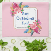 Tekst toevoegen Naam Boho Flower oma Theedoek (Gevouwen)