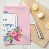 Tekst toevoegen Naam Boho Flower oma Theedoek (Quarter Fold)