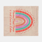 Tekst toevoegen Naam Boho Rainbow Heart Aqua Brown Fleece Deken (Voorkant (Horizontaal))