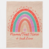 Tekst toevoegen Naam Boho Rainbow Heart Aqua Brown Fleece Deken (Voorkant)