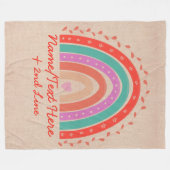 Tekst toevoegen Naam Boho Rainbow Heart Aqua Brown Fleece Deken (Voorkant (Horizontaal))