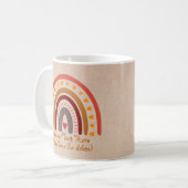 Tekst toevoegen Naam Boho Rainbow Heart Pink Beige Koffiemok (Voorkant links)