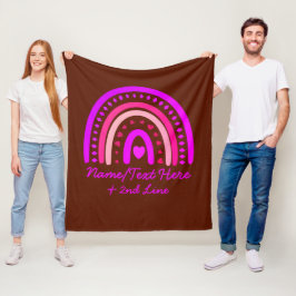 Tekst toevoegen Naam Boho Rainbow Heart Pink Brown Fleece Deken