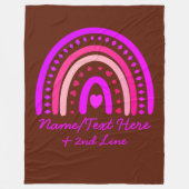 Tekst toevoegen Naam Boho Rainbow Heart Pink Brown Fleece Deken (Voorkant)