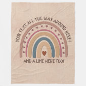 Tekst toevoegen Naam Boho Rainbow Heart Soft Brown Fleece Deken (Voorkant)