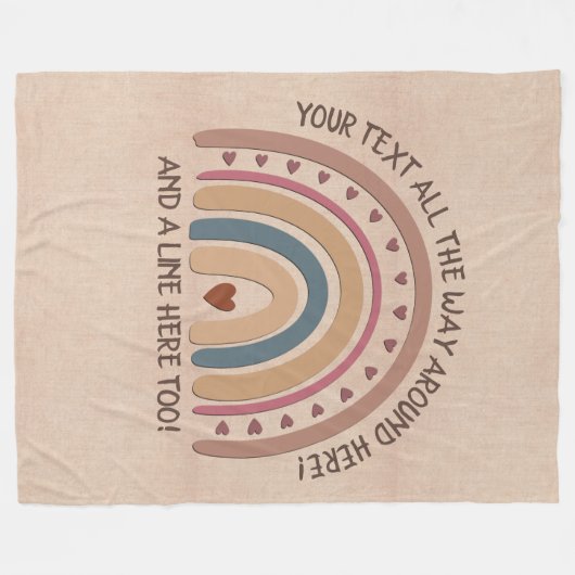 Tekst toevoegen Naam Boho Rainbow Heart Soft Brown Fleece Deken (Voorkant (Horizontaal))