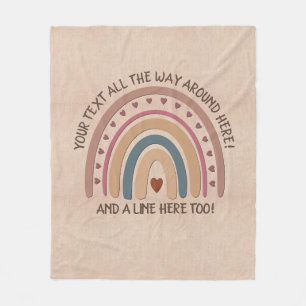 Tekst toevoegen Naam Boho Rainbow Heart Soft Brown Fleece Deken