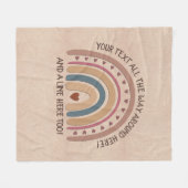 Tekst toevoegen Naam Boho Rainbow Heart Soft Brown Fleece Deken (Voorkant (Horizontaal))