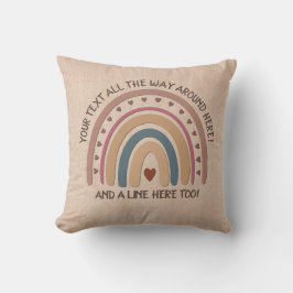 Tekst toevoegen Naam Boho Rainbow Heart Soft Brown Kussen